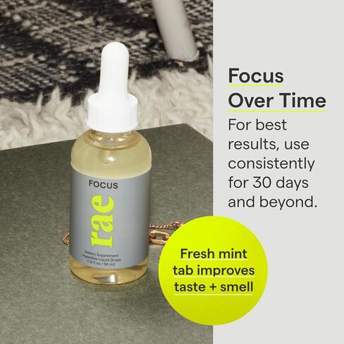 راي قطرات تركيز صحية - مكمل غذائي لدعم المزاج لتعزيز تركيزك الطبيعي مع جابا والثيانين والمغنيسيوم والفوسفاتيديل سيرين - نباتي وغير معدل وراثيا وخالي من الغلوتين - 2 اونصة سائلة (30 حصة) in Kuwait