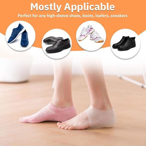 Invisible Height Increased Insoles, Rubber Soft Height Increase Gel Sleeves, Unisex Invisible Inner Heightening Insole, Invisible Heel Protectors for Women Men Size 33-46 (3cm, White), White in Kuwait