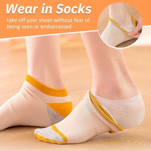 Invisible Height Increased Insoles, Rubber Soft Height Increase Gel Sleeves, Unisex Invisible Inner Heightening Insole, Invisible Heel Protectors for Women Men Size 33-46 (3cm, White), White in Kuwait