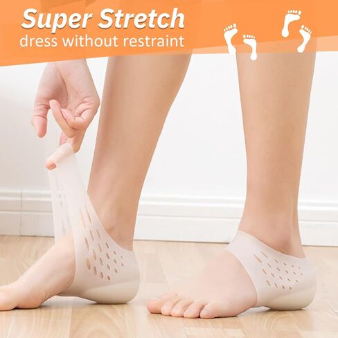 Invisible Height Increased Insoles, Rubber Soft Height Increase Gel Sleeves, Unisex Invisible Inner Heightening Insole, Invisible Heel Protectors for Women Men Size 33-46 (3cm, White), White in Kuwait