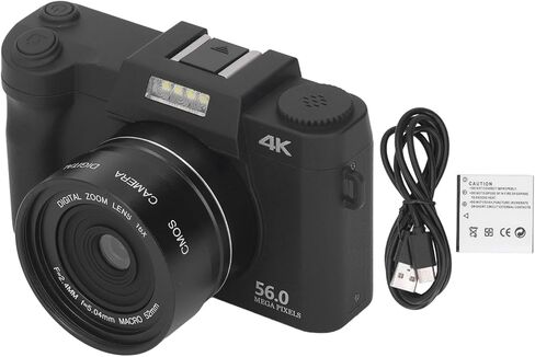 4K Digital Camera for Photography and Video, Auto Focus Anti-Vibration, 56MP Vlogging Camera with 3 Screen, Compact Camera with Flash, Zoom Travel Camera in Kuwait