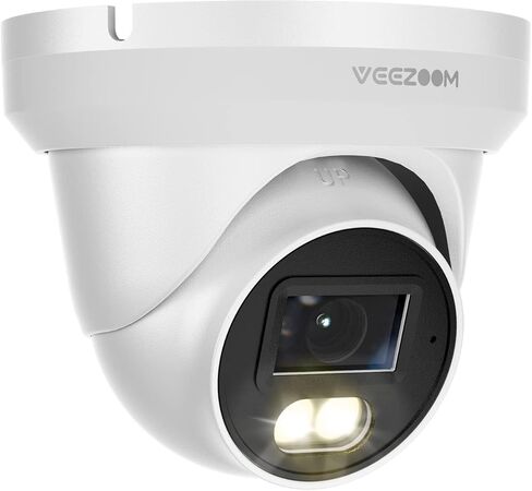 كاميرا مراقبة Veezoom 4K، كاميرا PoE IP للمراقبة في الهواء الطلق مع رؤية ليلية كاملة الألوان، اكتشاف الإنسان/المركبة، رؤية ليلية بالأشعة تحت الحمراء، بطاقة Micro SD (المحول غير متضمن) -WS-N180HZ in Kuwait