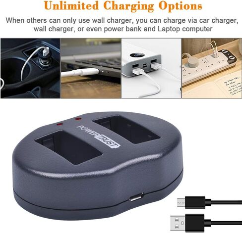 PowerTrust 3-Pack DMW-BLG10 DMW-BLE9 Replacement Battery and Dual USB Charger for Panasonic DMW-BLE9, DMW-BLG10 and Panasonic Lumix DMC-GF3, DMC-GF5, DMC-GF6, DMC-GX7, DMC-GX85, DMC-LX100, DMC-ZS60 in Kuwait