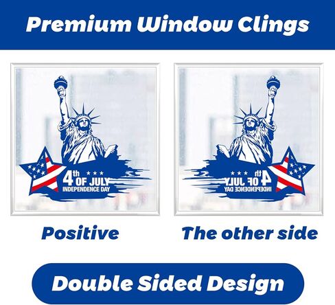 4th of July Window Clings Decorations，Independence Day Red, White and Blue Patriotic Stickers Memorial Day Decorations，Fourth of July School Home Office Party Supplies. in Kuwait