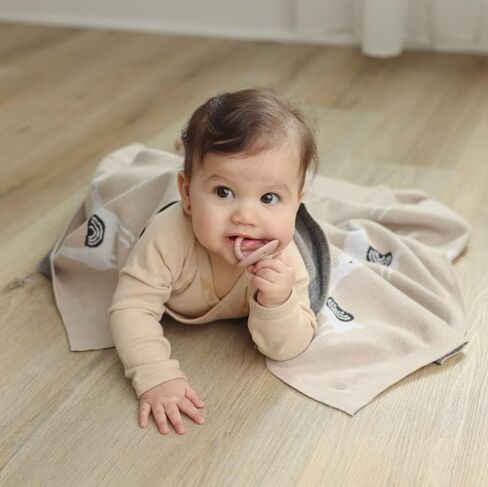 mimixiong بطانية أطفال متماسكة 100٪ قطن للأطفال الصغار للبنين والبنات مع لطيف اللاما الرمادي مقاس 30 × 40 بوصة in Kuwait