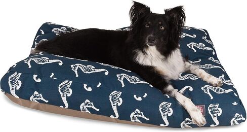 سرير كلب كبير مستطيل الشكل للاستخدام الداخلي والخارجي من Navy Sea Horse مع غطاء قابل للإزالة والغسل من شركة Majestic Pet Products in Kuwait