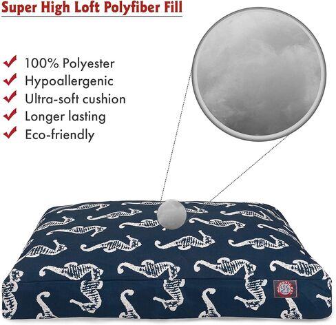 سرير كلب كبير مستطيل الشكل للاستخدام الداخلي والخارجي من Navy Sea Horse مع غطاء قابل للإزالة والغسل من شركة Majestic Pet Products in Kuwait