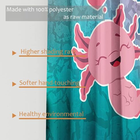 hosima kawaii axolotl الستائر 2 لوحات، الأزرق والوردي الأرجواني الستائر للفتيات غرفة نوم، البحر الزواحف الحياة البرية الحيوانات قوس قزح الستائر ديكور غرفة للفتيات والفتيان في سن المراهقة، 42w * 63h بوصة in Saudi Arabia