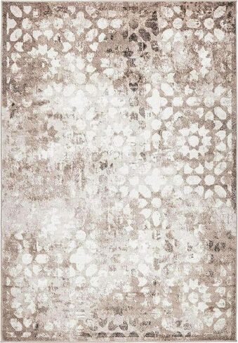 سجادة منطقة Loom Collection Sofia الفريدة - Larvotto (مربع 8 بوصات، رمادي داكن/عاجي) in Saudi Arabia