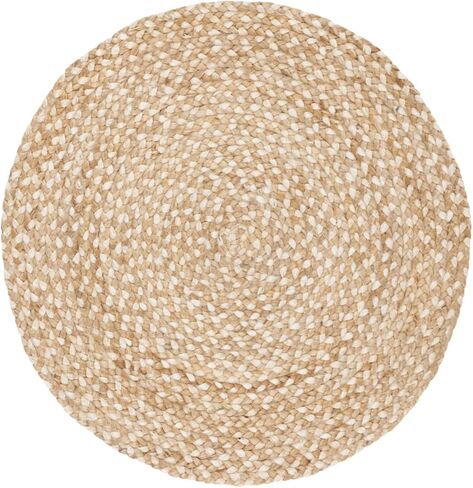 SAFAVIEH Natural Fiber Collection Area Rug - 3' Round, Natural & Ivory, Handmade Boho Charm Braided Jute, Ideal for High Traffic Areas in Living Room, Bedroom (NF804B) in Saudi Arabia