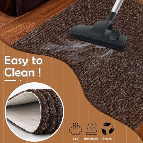 Seloom Indoor Door Mat, Front Door Rug Non-Slip Durable Self-Adhesive Doormat Resist Dirt Entrance Rug Inside Floor Landing Mats Machine Washable -24" X 36", Brown in Kuwait