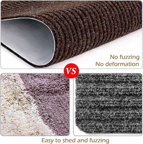 Seloom Indoor Door Mat, Front Door Rug Non-Slip Durable Self-Adhesive Doormat Resist Dirt Entrance Rug Inside Floor Landing Mats Machine Washable -24" X 36", Brown in Kuwait