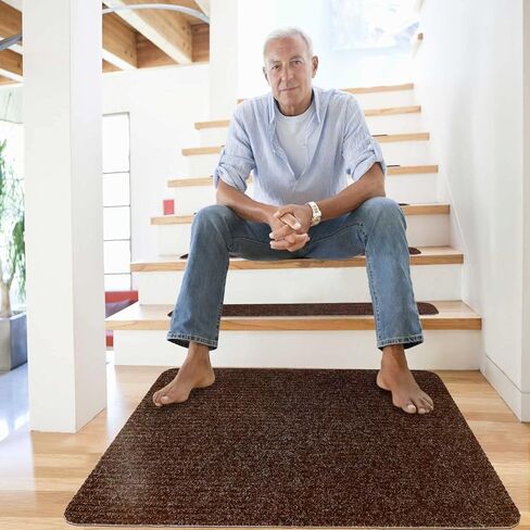 Seloom Indoor Door Mat, Front Door Rug Non-Slip Durable Self-Adhesive Doormat Resist Dirt Entrance Rug Inside Floor Landing Mats Machine Washable -24" X 36", Brown in Kuwait