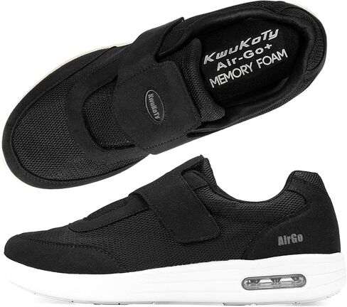 KWUKOTY Women's Diabetic Shoes | Adjustable Sneakers | Lace-Free | Plantar Fasciitis/Edema/Swollen Feet/Bunions | Black Size 8 in Kuwait