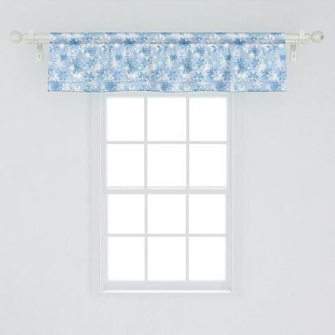 Ambesonne Snowflake Window Valance Pack of 2, Winter Holiday Illustration Christmas Snowflakes on Abstract Background, Rod Pocket Curtain Valances for Kitchen Bedroom, 54" X 12", Soft Ice Blue in Saudi Arabia