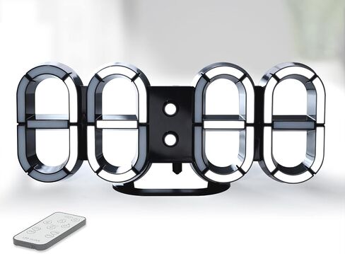 KOSUMOSU 3D Digital LED Clock Digital Wall Clock for Living Room Decor 9.7" Black Clock Numbers,Remote Control 12/24H Temperature Desktop Clocks for Home in Kuwait