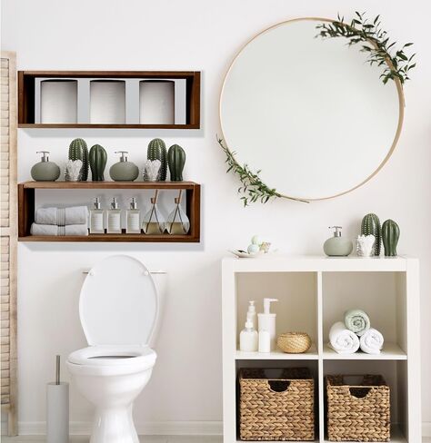 Hoolerry 2 Pcs Wood Rustic Floating Shelves Floating Rectangle Shelves Farmhouse Shelves for Room Wall Mounted Bathroom Wall Shelves Kitchen Spice Rack Toilet Paper Holder for Room, Walnut Color in Saudi Arabia