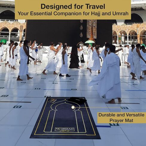 NOURSSAD Luxury Velvet Muslim Prayer Mat - Portable, Travel-Friendly Islamic Prayer Rug - Ideal for Muslim Prayer Rug Use, Perfect for Travel - Black in Saudi Arabia