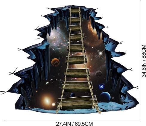 RW-82004 ملصقات أرضية ثلاثية الأبعاد Galaxy Interstellar Space Suspension Bridge ملصقات أرضية قابلة للإزالة مقاومة للماء لديكور الحائط لأرضيات الأطفال وغرفة النوم وغرفة المعيشة والحضانة وديكور المنزل in Saudi Arabia