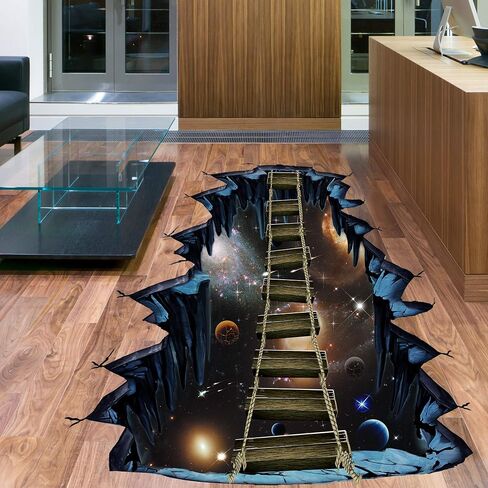 RW-82004 ملصقات أرضية ثلاثية الأبعاد Galaxy Interstellar Space Suspension Bridge ملصقات أرضية قابلة للإزالة مقاومة للماء لديكور الحائط لأرضيات الأطفال وغرفة النوم وغرفة المعيشة والحضانة وديكور المنزل in Saudi Arabia
