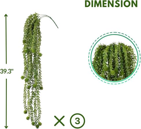 نباتات معلقة صناعية من TOPSV، نباتات معلقة ديكور صناعي، خضرة صناعية لغرفة المعيشة، غرفة النوم، الجدار، الكروم المزيفة لحفلات الزفاف، ديكورات حفلات الحديقة (علبة الهندباء) in Kuwait