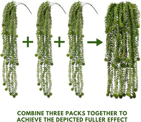 نباتات معلقة صناعية من TOPSV، نباتات معلقة ديكور صناعي، خضرة صناعية لغرفة المعيشة، غرفة النوم، الجدار، الكروم المزيفة لحفلات الزفاف، ديكورات حفلات الحديقة (علبة الهندباء) in Kuwait