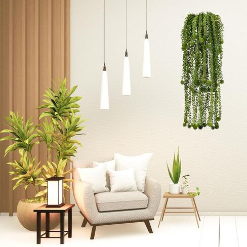 نباتات معلقة صناعية من TOPSV، نباتات معلقة ديكور صناعي، خضرة صناعية لغرفة المعيشة، غرفة النوم، الجدار، الكروم المزيفة لحفلات الزفاف، ديكورات حفلات الحديقة (علبة الهندباء) in Kuwait