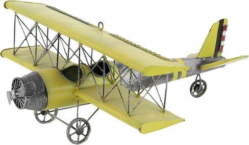 Deco 79 Metal Airplane Wall Decor, 21" x 23" x 9", Yellow in Saudi Arabia