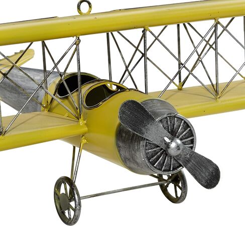 Deco 79 Metal Airplane Wall Decor, 21" x 23" x 9", Yellow in Saudi Arabia