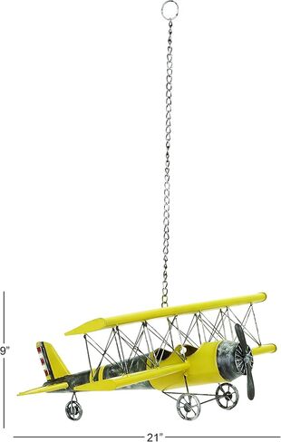 Deco 79 Metal Airplane Wall Decor, 21" x 23" x 9", Yellow in Saudi Arabia