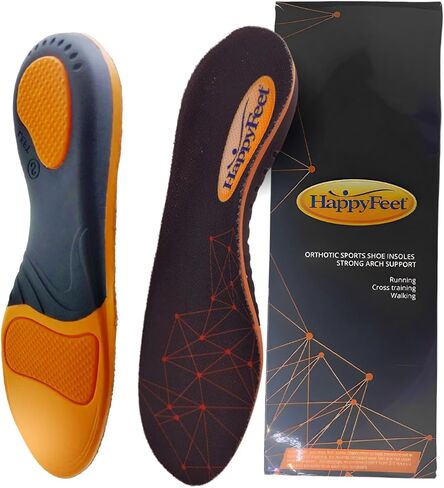 Happy Feet Arch Support Insoles - Shock Absorbing Orthotics - Anti-Fatigue High Arch Insoles - Plantar Fasciitis Relief Insoles for Men Women, Trim to Fit in Kuwait