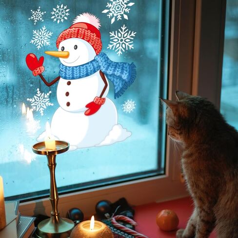 Dvobez ملصقات نافذة عيد الميلاد، ملصقات شارات نافذة عيد الميلاد اللطيفة، زينة نافذة عيد الميلاد غنوم عيد الميلاد سانتا ندفة الثلج للنوافذ الزجاجية عطلة عيد الميلاد - 6 أوراق in Kuwait