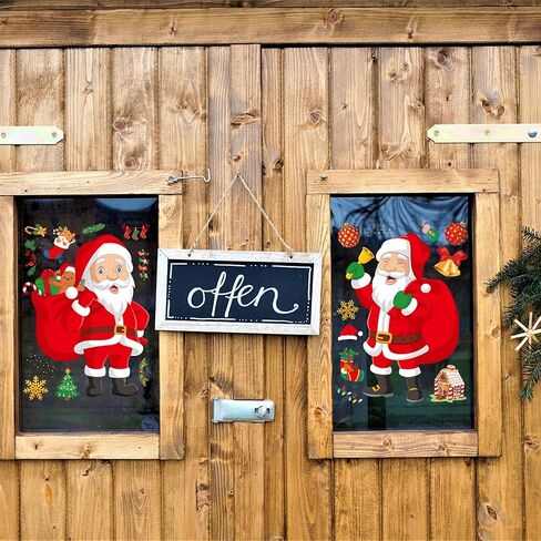 Dvobez ملصقات نافذة عيد الميلاد، ملصقات شارات نافذة عيد الميلاد اللطيفة، زينة نافذة عيد الميلاد غنوم عيد الميلاد سانتا ندفة الثلج للنوافذ الزجاجية عطلة عيد الميلاد - 6 أوراق in Kuwait
