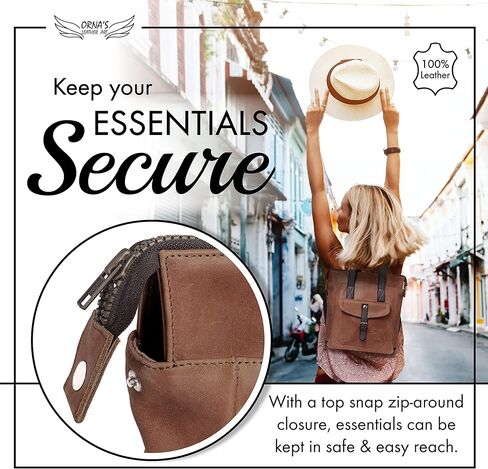 فن جلد أورنا | حقيبة ظهر جلدية للاستخدام اليومي من ميني سوان للنساء. حقيبة نسائية عملية وأنيقة وواسعة. جلد حقيقي في حقيبة ظهر أنيقة وتصميم معاصر (بني) in Kuwait