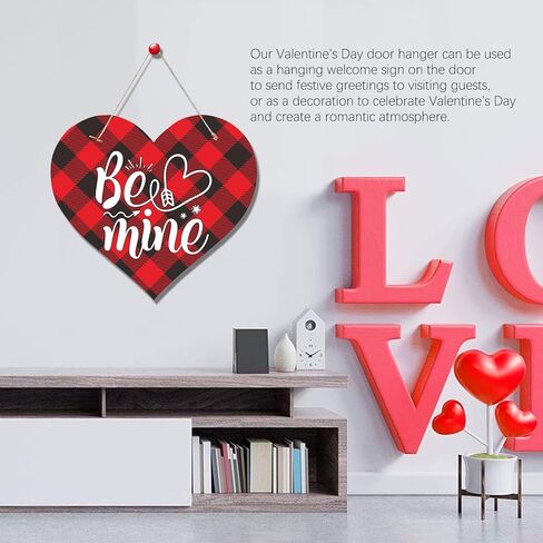 لافتة باب عيد الحب للباب الأمامي، علامة تعليق Be Mine Heart Happy Valentines Day، إكليل تعليق للباب الورقي لديكور الحائط in Kuwait