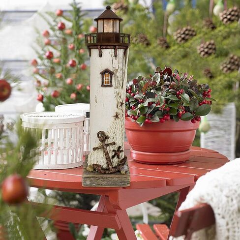 K KILIPES Wood Lighthouse with Led Light Nautical Decorations for Home Rustic Lighthouse Table Decoration Night Light for Beach Theme Living Room Kids Room Bathroom Decor in Saudi Arabia