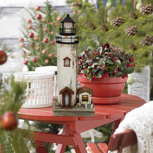 K KILIPES Wood Lighthouse with Led Light Nautical Decorations for Home Rustic Lighthouse Table Decoration Night Light for Beach Theme Living Room Kids Room Bathroom Decor in Saudi Arabia