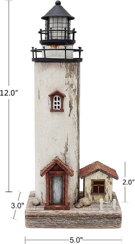 K KILIPES Wood Lighthouse with Led Light Nautical Decorations for Home Rustic Lighthouse Table Decoration Night Light for Beach Theme Living Room Kids Room Bathroom Decor in Saudi Arabia