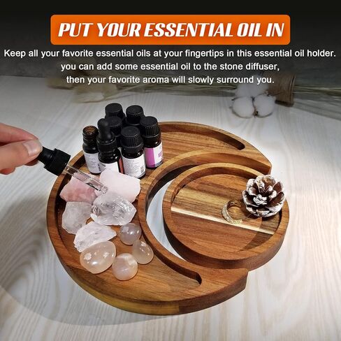 Moon Tray Acaica Wood Crystal Holder for Stones Healing Crystals Storage and Organizer Crescent Bowl Witchy Crystal Display Essential Oil Holder Moon Jewelry Dish (Acacia Wood 1) in Saudi Arabia