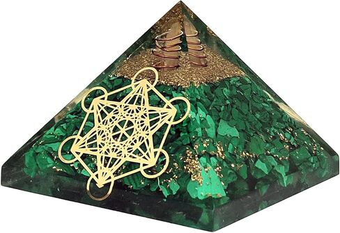 Sawcart Metatron شبكة خضراء الملكيت أورغو هرم ومكعب Metatron's Cube Merkaba مع 7 شاكرا كريستال أورغو قلادة الطاقة الإيجابية مولد طاقة تنظيف اورا ريكي شاكرا شفاء اليوغا التأمل in Kuwait