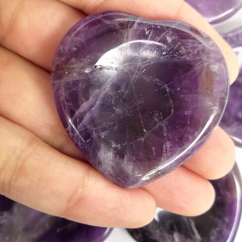 Loveliome 2 Pcs Heart Worry Stones Anxiety Thumb Palm Pocket Stones, Positive Energy Meditation Chakra Healing Crystal, Black Obsidian w Amethyst in Saudi Arabia
