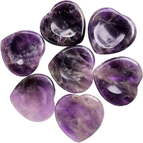 Loveliome 2 Pcs Heart Worry Stones Anxiety Thumb Palm Pocket Stones, Positive Energy Meditation Chakra Healing Crystal, Black Obsidian w Amethyst in Saudi Arabia