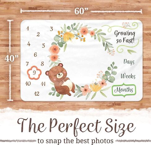 Milestone Blanket with 2 Placement Markers , Gender Neutral,Baby Monthly Milestone Blanket , Baby Growth Chart Blanket (60inx40in) in Saudi Arabia