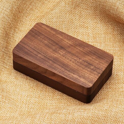 COSISO Walnut Wood Rectangle Vintage Double Wooden Ring Box for wedding ceremony 2 rings,Small Rustic Keepsake Wedding Ring Holder Decorative Gift Box (Black Inner) in Saudi Arabia