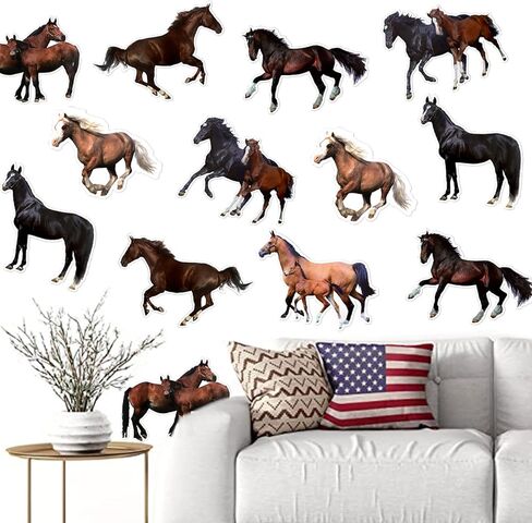 كيزو ملصقات نافذة ثلاثية الابعاد على شكل حصان يركض على الحائط، ديكور لحفلات استقبال المولود الجديد للاولاد والبنات، ملصقات ديكور للعطلات واعياد الميلاد وغرفة النوم والحضانة وغرفة المعيشة وديكور المنزل in Kuwait