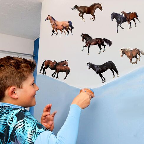 كيزو ملصقات نافذة ثلاثية الابعاد على شكل حصان يركض على الحائط، ديكور لحفلات استقبال المولود الجديد للاولاد والبنات، ملصقات ديكور للعطلات واعياد الميلاد وغرفة النوم والحضانة وغرفة المعيشة وديكور المنزل in Kuwait