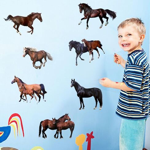 كيزو ملصقات نافذة ثلاثية الابعاد على شكل حصان يركض على الحائط، ديكور لحفلات استقبال المولود الجديد للاولاد والبنات، ملصقات ديكور للعطلات واعياد الميلاد وغرفة النوم والحضانة وغرفة المعيشة وديكور المنزل in Kuwait