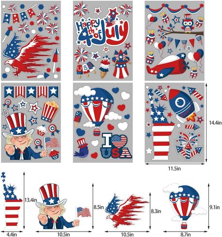 CCINEE 4th of July Window Cling,Patriotic Window Sticker USA Independence Day Decal for Home Vehicles Decoration,100PCS in Saudi Arabia