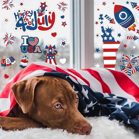 CCINEE 4th of July Window Cling,Patriotic Window Sticker USA Independence Day Decal for Home Vehicles Decoration,100PCS in Saudi Arabia