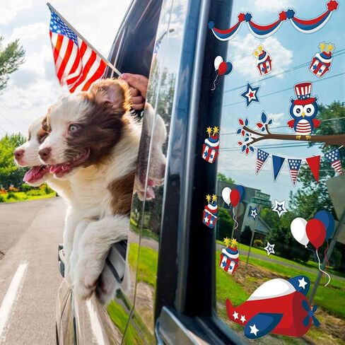 CCINEE 4th of July Window Cling,Patriotic Window Sticker USA Independence Day Decal for Home Vehicles Decoration,100PCS in Saudi Arabia